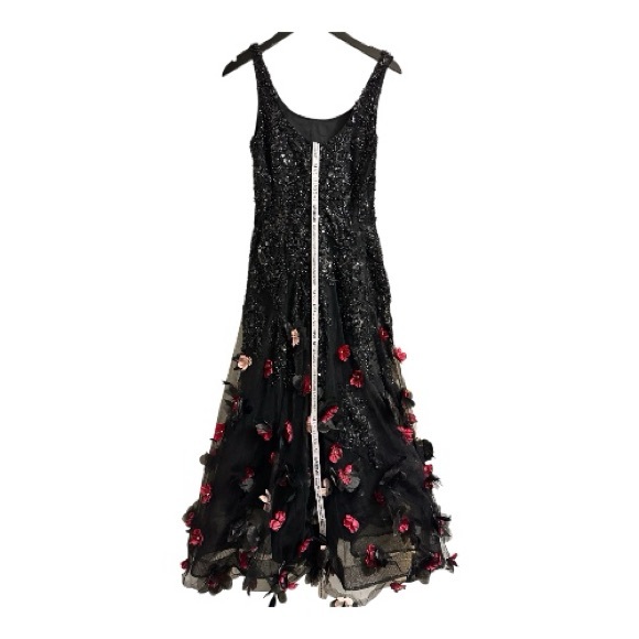 MAC DUGGAL Sleveless Beaded Midi Dress With 3D Flowers NEW SIZE 4 - Picture 6 of 9